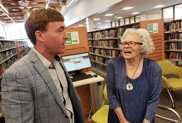 Ginny Adams and Fergus Falls Mayor Ben Schierer