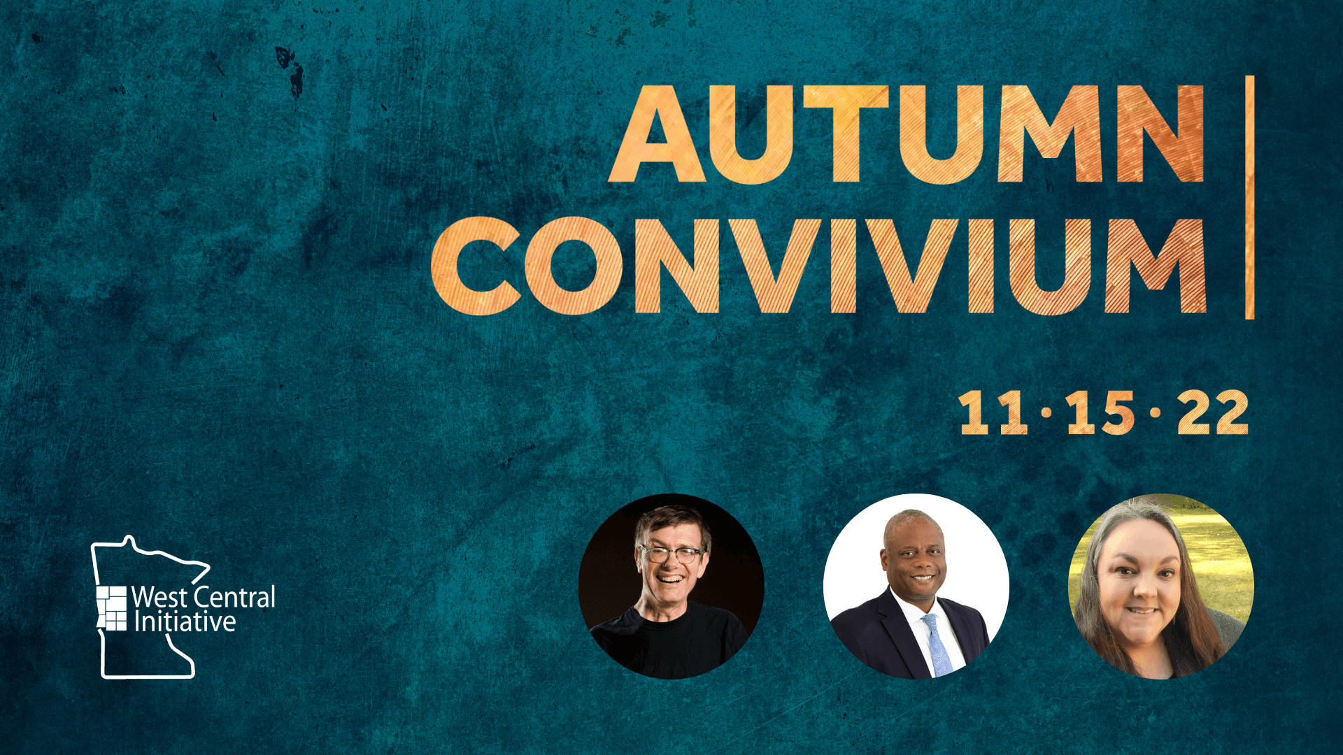 Autumn Convivium, 11.15.22. Featuring headshots of Kevin Kling, Kevin Lindsey, and Emily Buermann.