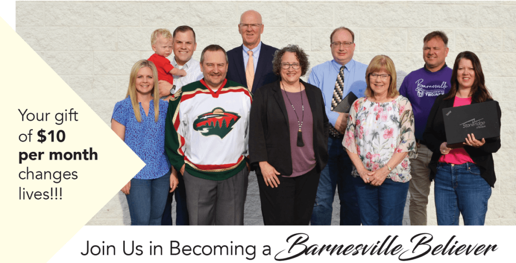 Barnesville Area Community Fund Volunteer picture with invitation to become a Barnesville Believer