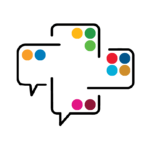 Four thought bubbles interconnected to illustrate cross-room collaboration.