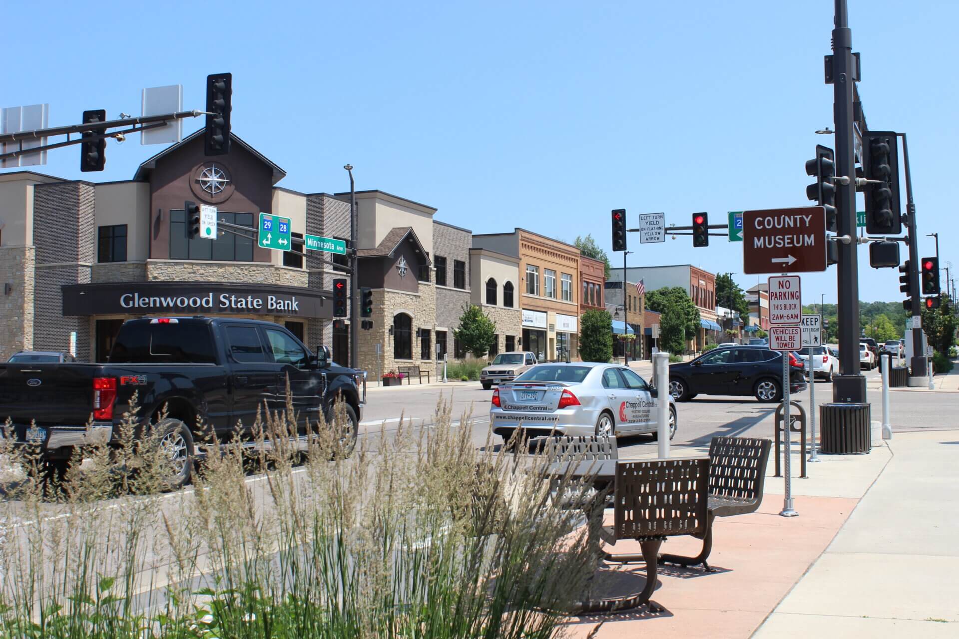 Downtown Glenwood on a sunny day.