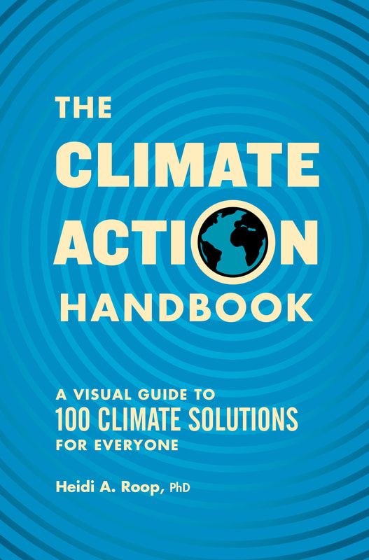 Blue cover of Heidi Roop's "The Climate Action Handbook"
