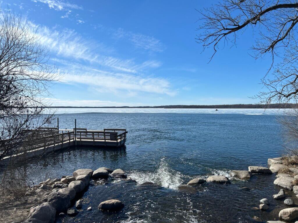 picture of a half-frozen lake