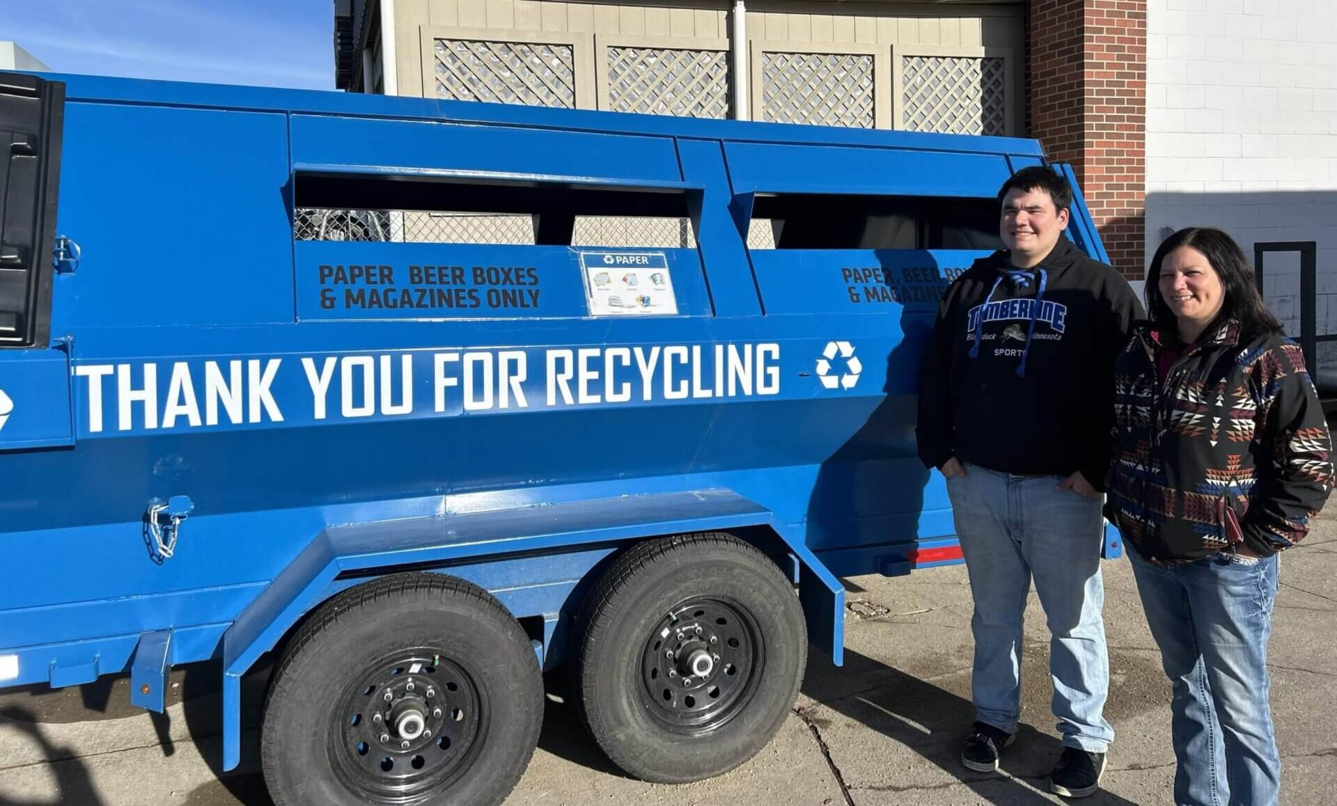A photo of White Earth Nation's Recycling container.