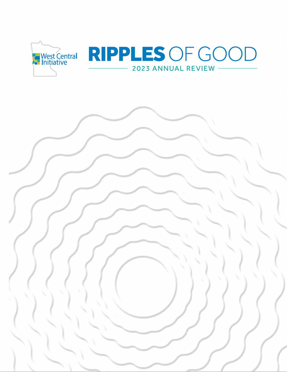 Ripples of Good: 2023 Annual Review cover with white ripples and WCI logo.
