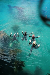 Olivia snorkeling with her classmates. 