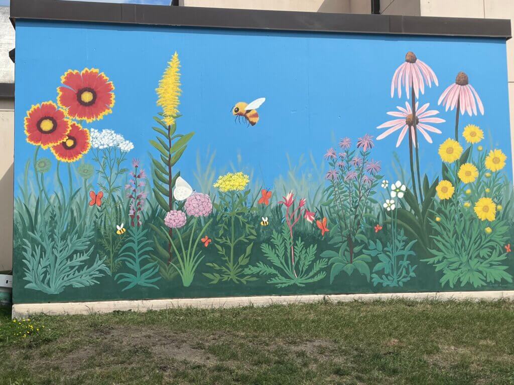 Artists on Main Street mural in Hawley.